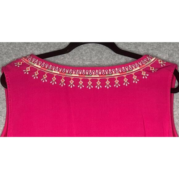 Savanna Jane women's dress pink floral embroidered midi boho lined v-neck 1X - Picture 5 of 13